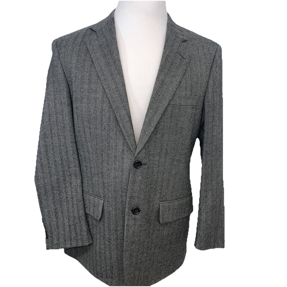 Botany 500 Sport Coat 100% Lambswool Herringbone 39 Short Blazer Jacket Business